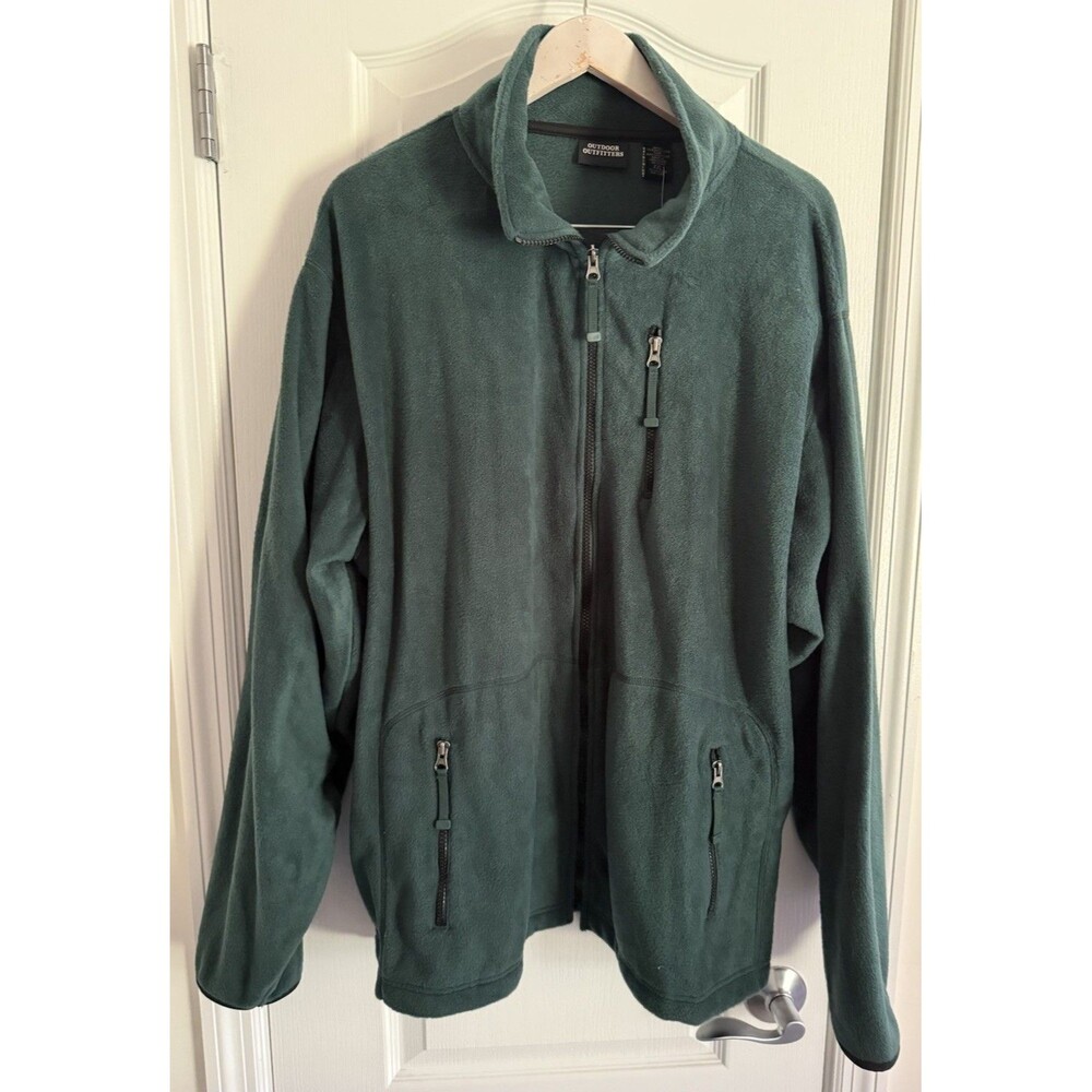 Outdoor Outfitters Fleece Jacket Mens XXL Green Black Trim Full Zip NWT